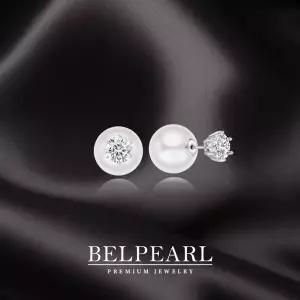 벨펄 실버925 1캐럿 모이사나이트 투웨이 화이트 진주귀걸이