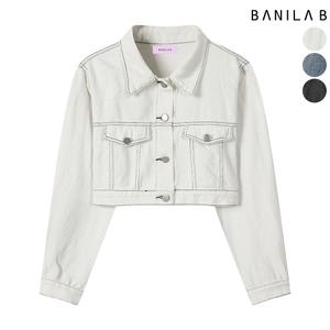 스티치 데님 트러커 크롭 청자켓