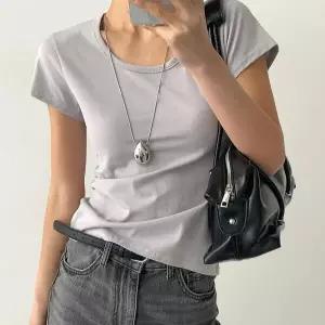 /옷자락 여자 짧은반팔 실켓 30수 면 티셔츠