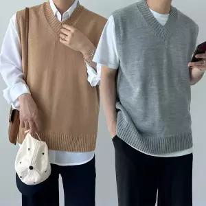 [모노폴로지]1+1 남자여름니트조끼 오버핏반팔조끼