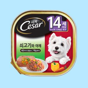 시저 캔 강아지 습식캔 14세이상 쇠고기와야채 100g 1개