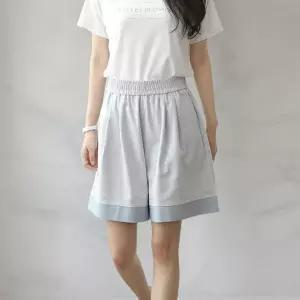 여자 와이드 투톤 핀턱 여름 밴딩 3부 반바지
