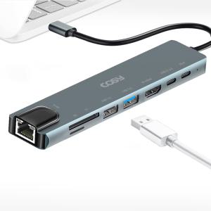 코시 스콜 C타입 8in1 멀티허브 (HDMI, LAN, SD, micro SD, USB 3.0/2.0, PD) MH2265UHLC 8포트