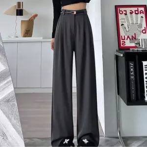 [퀸이즈] [88까지][팬츠+벨트set]킨 뒷밴딩 핀턱 와이드 롱 슬랙스