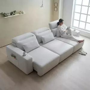에보니아 루체 모션소파 4인용 리클라이너 전동 슬라이딩 확장형 패브릭 쇼파