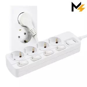 몬스터탭 THE 슬림플러그 국산 개별 스위치 4구 멀티탭 1.5M 납작멀티탭 과부하차단 틈새 납작 플러그 콘센트