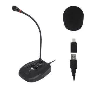 고감도 컴퓨터 구즈넥 마이크 USB C타입 다이나믹 콘덴서 볼륨 녹음 스탠드형 PC 게임 회의 유선 방송용