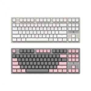 COX CK480 교체축 게이밍 기계식 그레이&핑크 (적축) 텐키리스 87키 유선 키보드