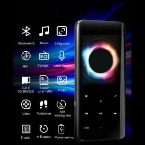 MP4 Vandlion USB 플래시 블루투스 음악 플레이어 인치 화면 전자책 FM 라디오 560mAh 음성 녹음기 HiFi 워크맨 X8 MP3