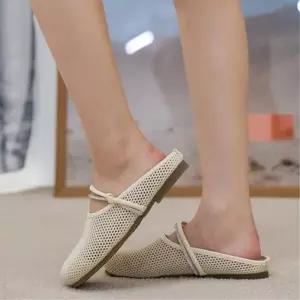 여성용 편안한 니트 메리제인 스트랩 뮬 샌들