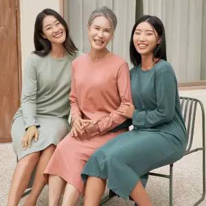 [컴포트랩] 면 트임 롱 원피스