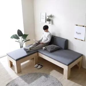 나무뜰 뮤카 패브릭 원목 소파베드+스툴 GM321C (착불)