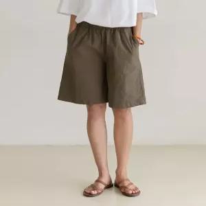 [엘리시아] 린넨 밴딩 와이드 반바지