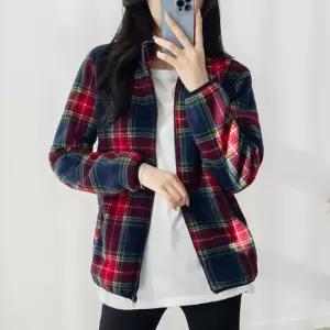 제이셀라 양털기모 체크폴라 후리스 점퍼