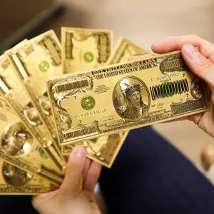 행운 금박 지폐 황금 양면 돈 2달러 수표 천억 1조 달마그림 골드지폐 금지폐