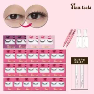[티나툴스] 쌍꺼풀+속눈썹(데일리샷16+내추럴샷2+파티샷2+글루2+용기2+핀셋2)