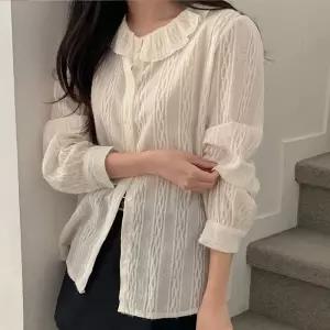 [코코블랑] 에멜 프린지 기모 블라우스