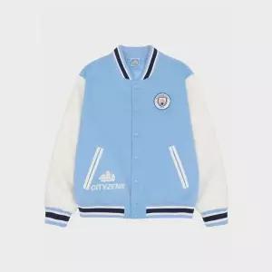 [아웃도어스/풋볼스탠다드]풋볼스탠다드 공용 맨시티 에코 레더 바시티 스타디움 자켓_M3JK401XSBL