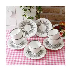 바로크 커피잔세트 5인조 실버 / 찻잔 도자기