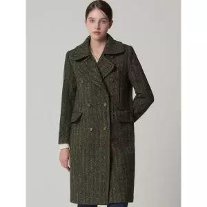 [르오트]울 브리티시 헤링본 체크 더블 롱코트_P412550922