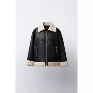 국내배송 ZARA 자라 아동 키즈 주니어 더블 페이스드 페이크 레더 시어링 점퍼 블랙 5854522800 1603049