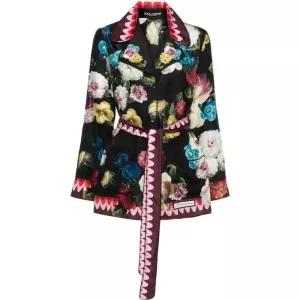 플로럴 프린트 실크 파자마 블라우스 F5Q03THI1RD HH4YF