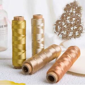 타팅용 3겹 200m 금속 스레드 - 구슬 및 보석 제작용 풀 링이 있는 0.2mm 두께의 반짝이는