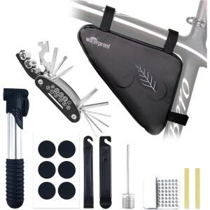 NDakter 자전거 프레임 보관 가방 2L 방수 삼각 파우치 휴대폰용 사이클링 팩 지갑 열쇠 도구 액세서리 산악 도로 자전거용 프론트 튜브백 MTB