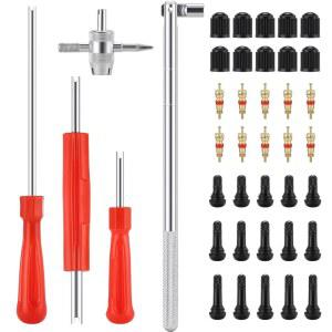 밸브 스템 제거 도구 및 설치 키트 - 15Pcs TR412/ TR413/ TR414 튜브리스 타이어 20Pcs 캡/코어 1Pcs 삽입 4Pcs 코어 제거기 40팩