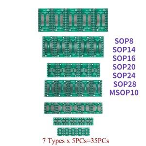 35 개/몫 PCB SMD DIP 어댑터 변환기 (7 종류) Protoboard SOP8 MSOP10 SOP14 SOP20 DIY 전자