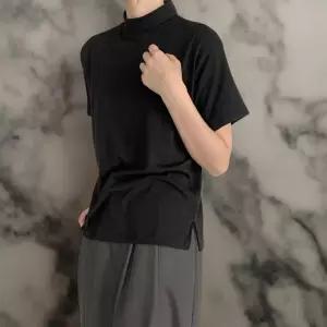 여성 속기모 반폴라 슬릿 루즈핏 기본 레이어드 티셔츠