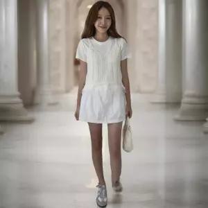 여성 사랑스러운 무지 레이스 속바지 미니 치마