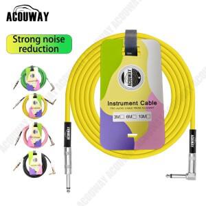 [호환품]Acouway 기타 케이블 소음 감소 코드 일렉트릭 베이스 마이크 앰프용 직각-직선