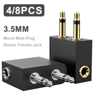 [호환품]4/8Pcs 3.5mm ~ 스테레오 오디오 어댑터 변환기 플러그 커넥터 비행기 항공 여행 이어폰 헤드폰 헤
