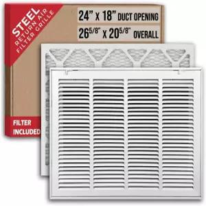 24x18 덕트 개구부 장착 필터 포함 스틸 리턴 에어 그릴 - Handua [탈부착 가능한 도어] 1인치 통풍구 커버