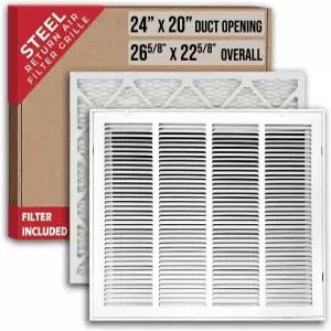 24x20 덕트 개구부 장착 필터 포함 스틸 리턴 에어 그릴 - Handua [탈부착 가능한 도어] 1인치 통풍구 커버