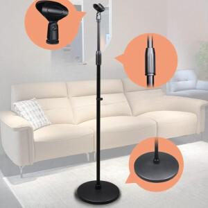 플로어 마이크 스탠드 높이 조절 가능 용품 실내 스튜디오 공연용 가중 원형 베이스 선반 고강도 야외 홈