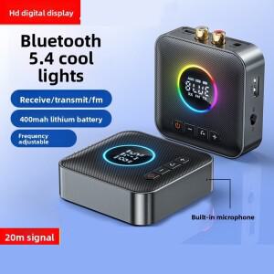 RGB FM RX TX 블루투스 5.4 오디오 송수신기 3.5mm AUX 스테레오 RCA LED 디스플레이 무선 어댑터 마이크