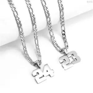 남성 스포츠 숫자 스테인리스 목걸이 데일리 펜던트