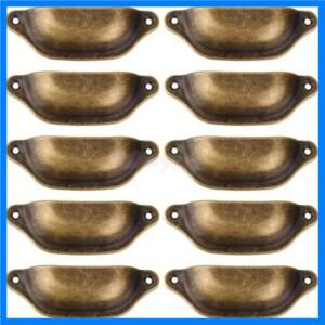 10Pcs 레트로 금속 주방 서랍 캐비닛 도어 핸들 및 가구 손잡이 Handware 찬장 골동품 황동 쉘 풀 핸들