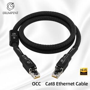 ERUMPENT 하이 엔드 OCC HiFi Cat 8 이더넷 케이블 RJ45 커넥터 라우터 노트북 용 고속 40Gbps 2000MHz LAN