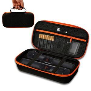 [미국배송] JBL 무선 마이크 시스템용 키트하우스 케이스 방수 휴대용 듀얼 노래 또는 노래방 수신기용 가방 어댑터 AA 배터리-오렌지(박스 전용)
