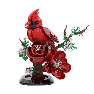 MOC 노던 카디널 버드 빌딩 블록 모델 크리스마스 카디널리스 레드 버드 벽돌 조립 장난감 어린이 DIY 생일 선물