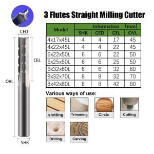 10개입 3날 스트레이트 라우터 비트, 하드 우드 합판, 파티클보드, CNC 목공 도구용, 4mm 6mm 샹크