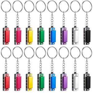 [미국배송] ECALLY 32PCS 미니 하모니카 키체인 운영 크리스마스 휴대용 관악기 4홀 8튠 뮤직 파티 귀여운 음악 액세서리(멀티컬러) 선호