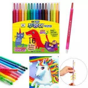 지구화학 투명이 색연필 (16색) 돌려쓰는 샤프식 색칠놀이 컬러링 신학기 미술 준비물