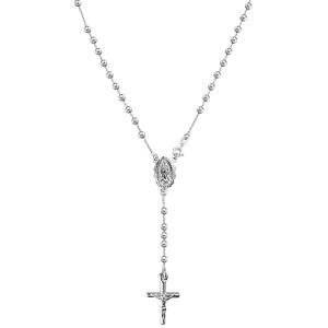 사블라노 925 스털링 실버 이탈리아 솔리드 비드 체인 크로스 묵주 성모 마리아 펜던트 목걸이 여성용 선물 상자 포함 이탈리아산