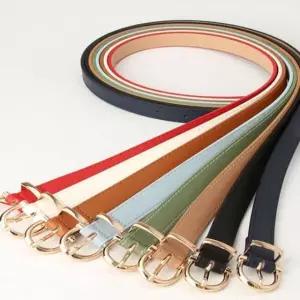 여성용 슬림핏 버클 벨트 정장 바지 세미 면 청바지 (WFJ6DIR)