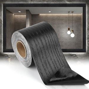 옥시리 10M 미러 프레임 테두리 블랙 우드 그레인 탈착식 필 앤 스틱 벽지, 욕실용 PVC 방수 장식 스티커 트림 및 홈 데코용 32.8 FT X 1.97 인치