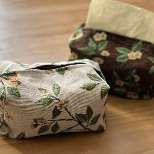 호환 레트로 티슈 박스 보관 가방 하이 퀄리티 냅킨 거치대 접이식 티슈 박스 홈 오피스 데스크탑 자수 보관 상자